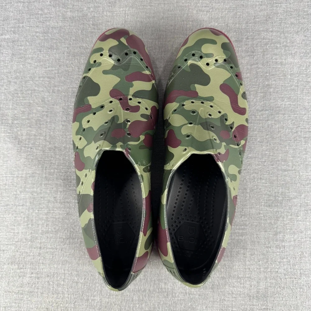 BiiON Oxford Wingtip Golf Shoes Men's Size 10 Camo Spikeless Slip On Brogue